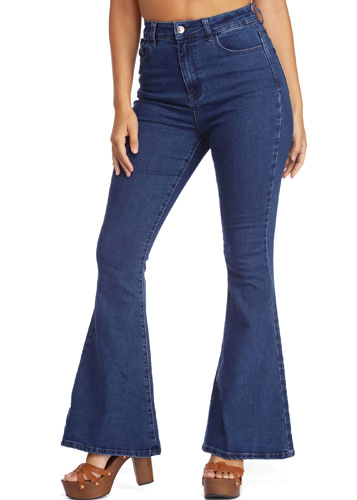 Denim High Waist Flare Jeans - FAVHQ.com