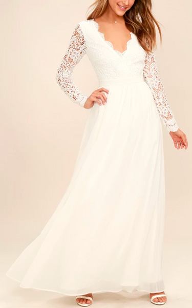 Lulus Awaken My Love White Long Sleeve Lace Maxi Dress - FAVHQ.com
